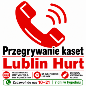 Przegrywanie kaset hurt ul. Bursztynowa 17, 20-576 Lublin GPS: 51.2189, 22.5108