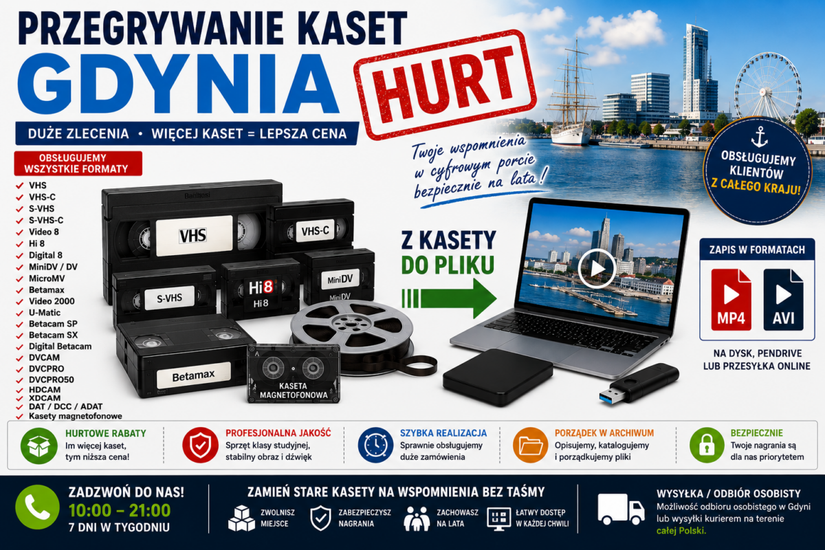 Przegrywanie Kaset Gdynia HURT