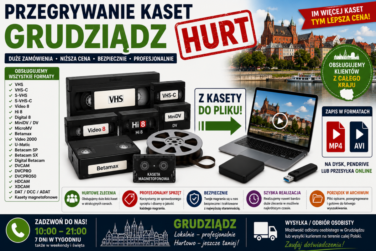 Przegrywanie Kaset Grudziądz HURT