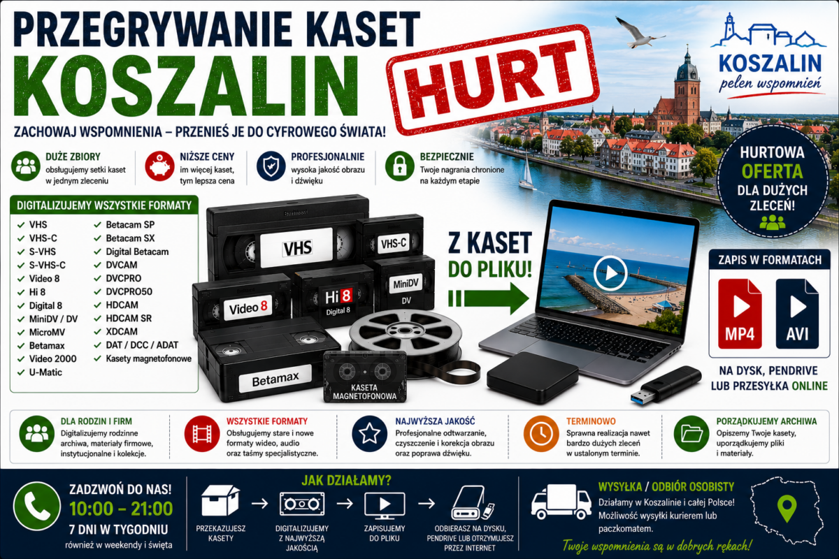 Przegrywanie Kaset Koszalin HURT