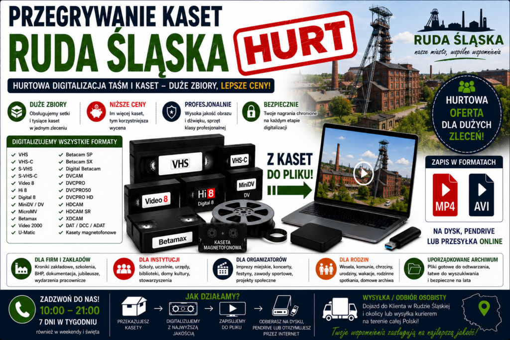 Przegrywanie Kaset Ruda Śląska HURT Przegrywanie Kaset Ruda Śląska HURT